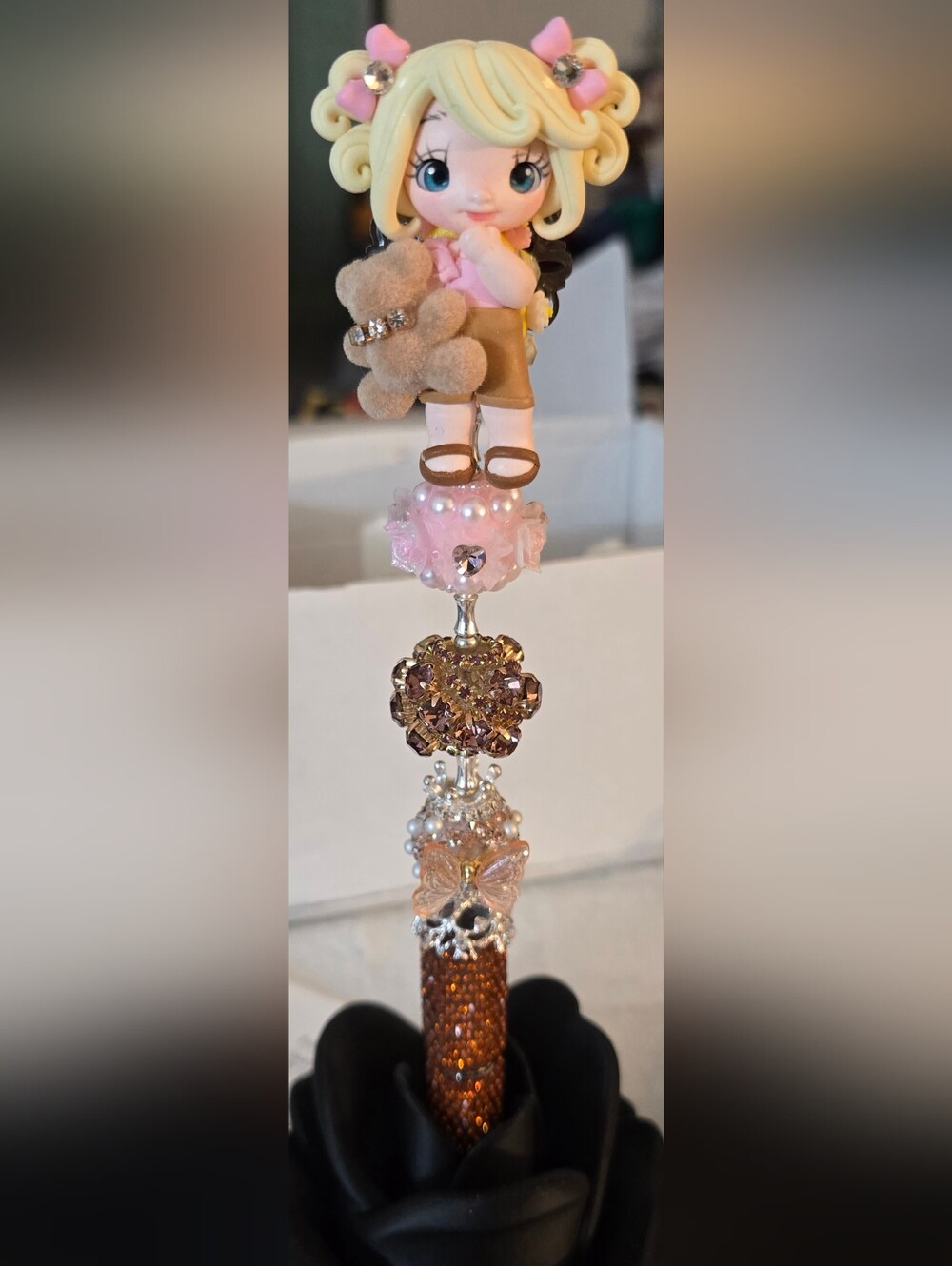 Pink and Brown Beaded Pen